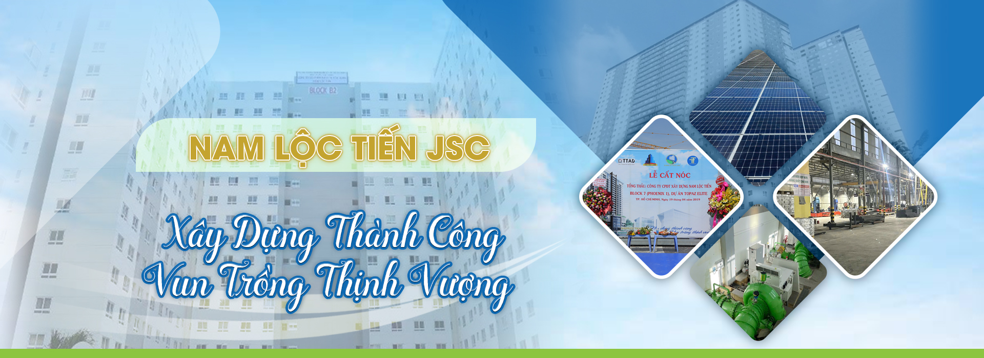 Banner cong ty Nam Loc Tien va cac du an trong diem tieu bieu