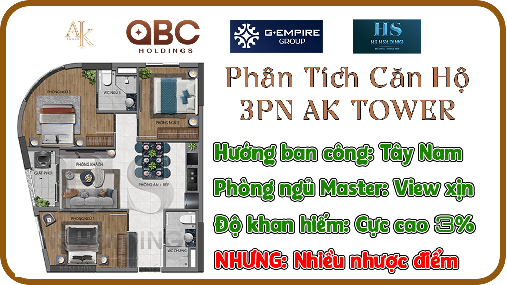 Phan tich can ho 3PN cua du an AK Tower cuc khan hiem nhung nhieu nhuoc diem