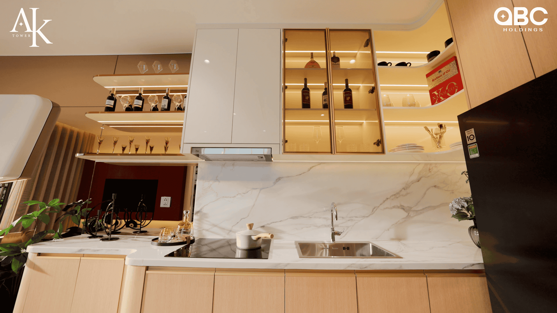 can ho 1PN tai AK Tower Phong Bep